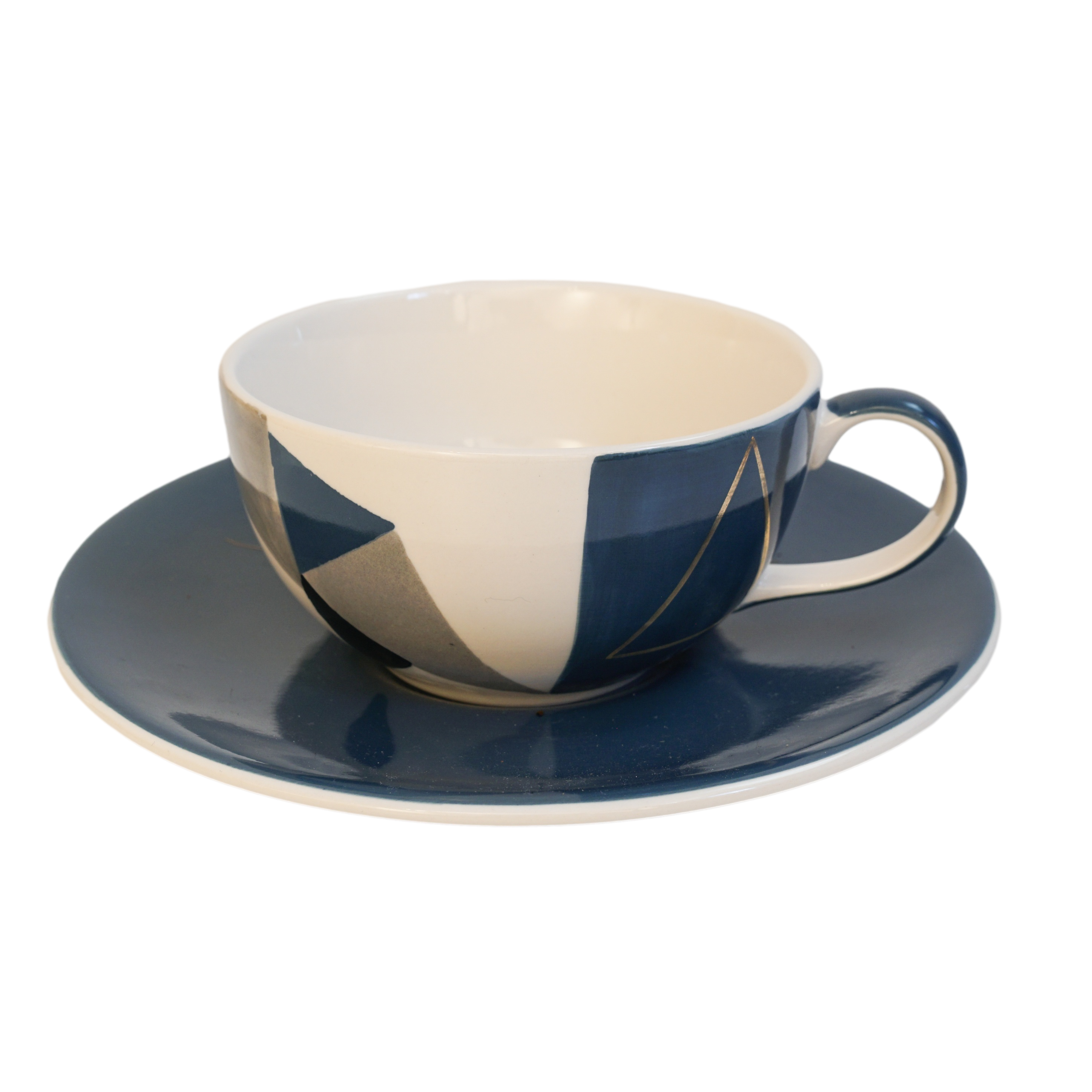 Tea-for-one Set  &quot;Caspian&quot; Kanne: 0,4 l, Tasse: 0,2 l, Keramik mit Goldauflage, 4-teilig, Kanne: H 12 cm, Ø 5,5 cm Tasse: H 6 cm, Ø 10 cm