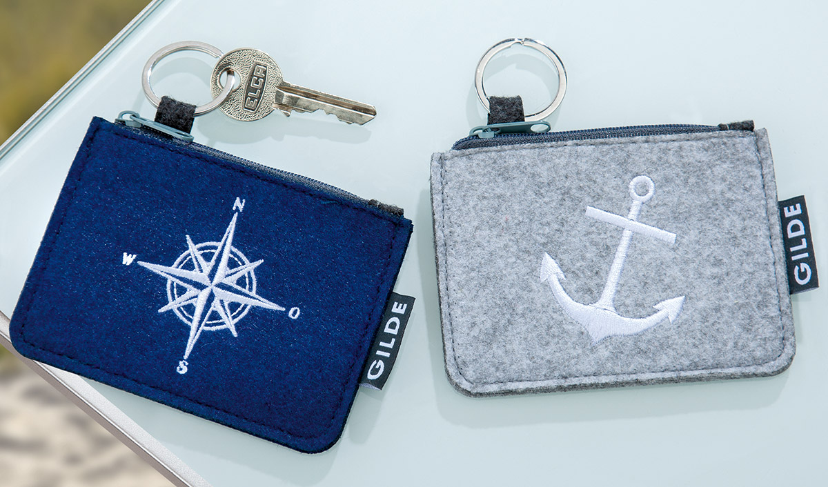 Filz Schlüsseltäschchen, Anker, blau