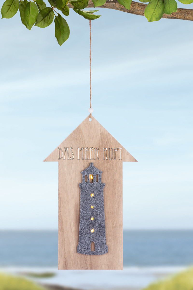 Hänger LED Leuchtturm &quot;Das Meer ruft&quot;