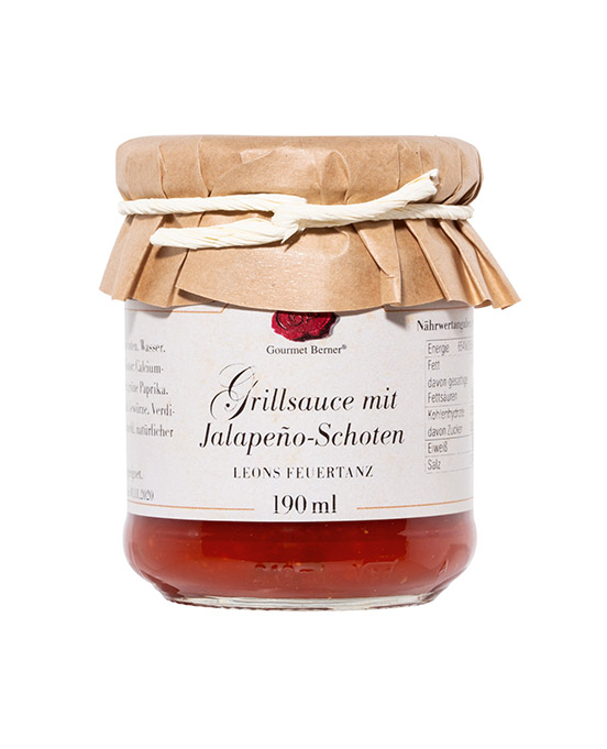 Grillsauce mit Jalapenoschoten (Leons Feuertanz Grillsauce), 190ml Glas