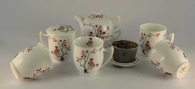 Tea-for-one "Cherry Blossom" , Bone China 4 tlg.