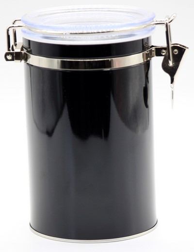 Dose &quot;Loreen&quot;, 250 g Weißblech, rund, mit Aroma-Bügelverschluss  H 16,5 cm, Ø 10,3 cm