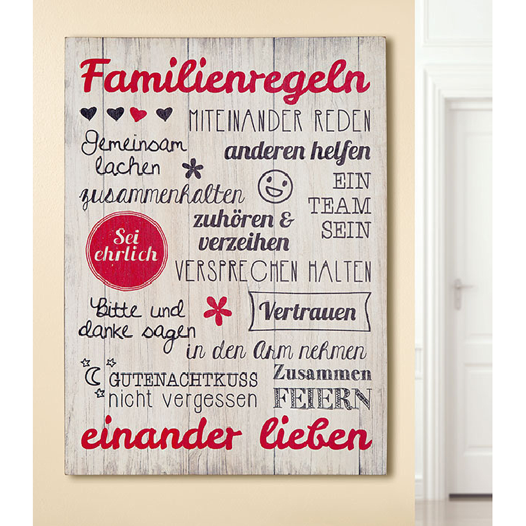 MDF Weisheit &quot;Familienregeln&quot; 