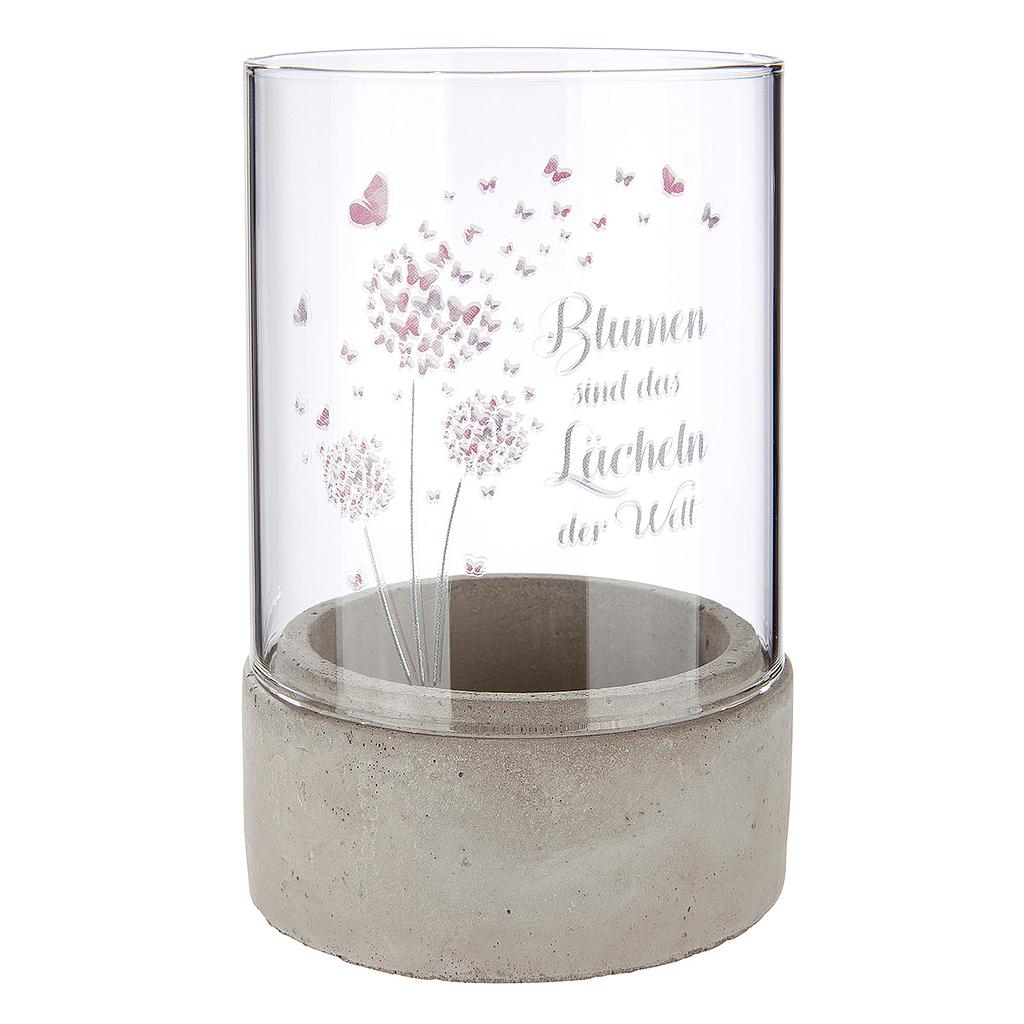 Zement Windlicht &quot;Pusteblume&quot;, Blumen sind das Lächeln der Welt
