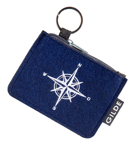 Filz Schlüsseltäschchen, Kompass, blau