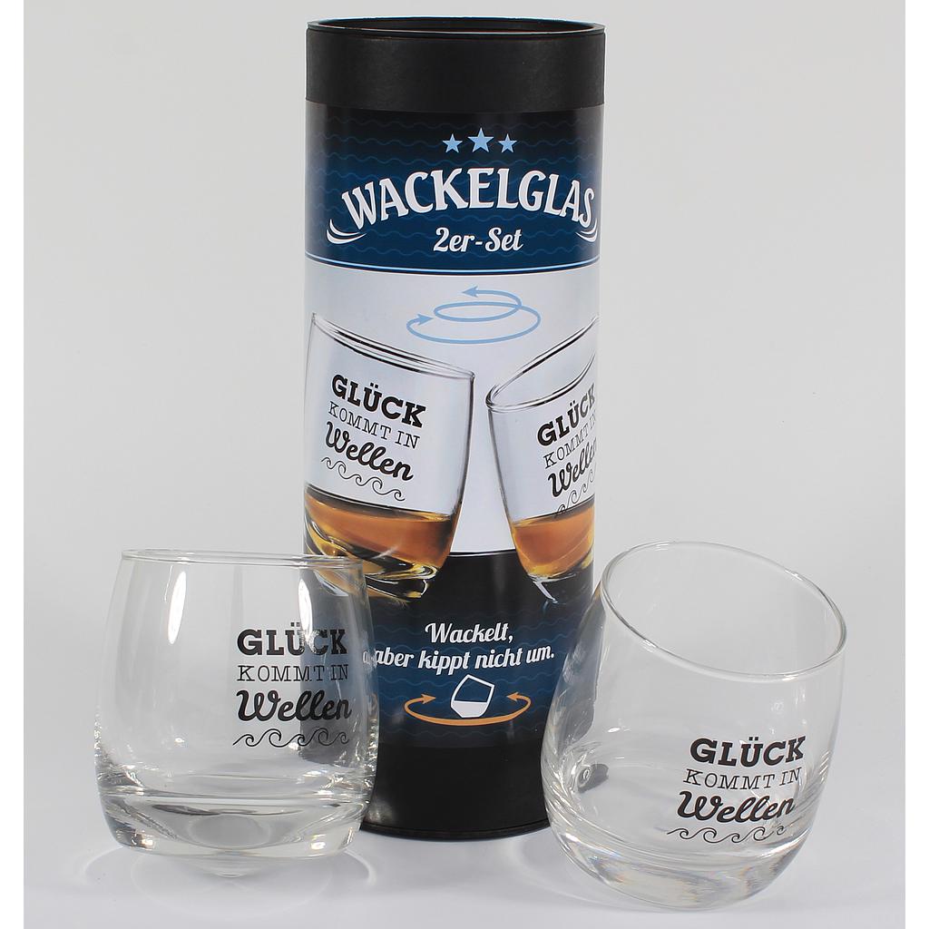 Wackelglas "Glück kommt in Wellen" 2er-Set