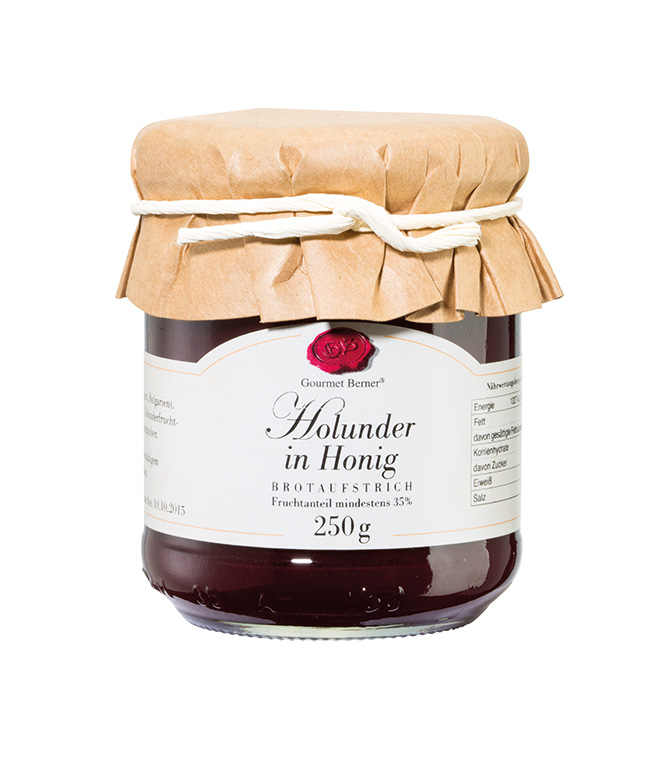 Holunder in Honig im 250g Glas