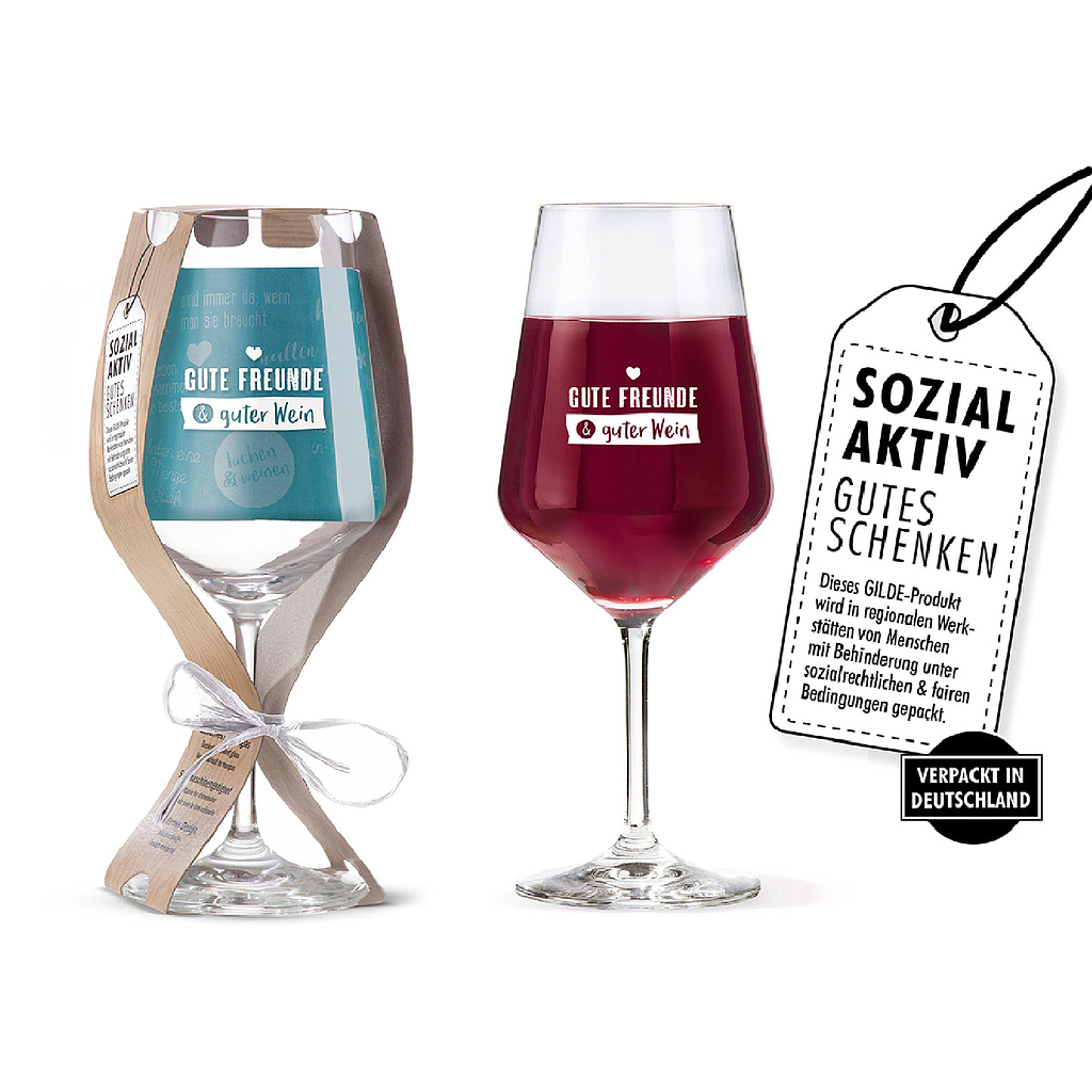 Weinglas &quot;Gute Freunde &amp; guter Wein&quot;