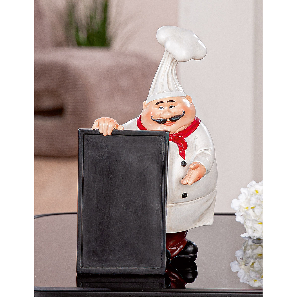 Figur, Koch, &quot;Paolo&quot;, Poly, rot, weiß, VE 4, L. 11,5 cm, B. 12,5 cm, H. 21,5 cm