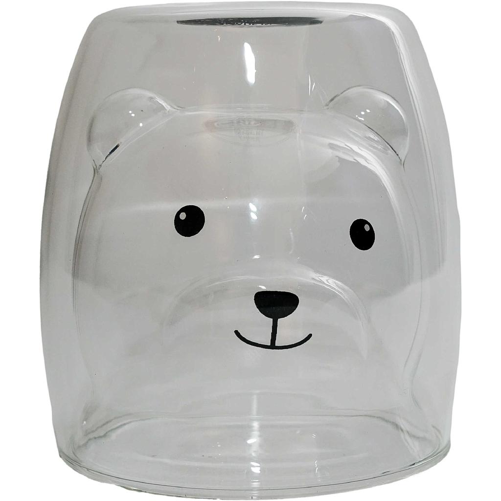 Glas „Pat&quot; doppelwandiges Glas mit Bär-Motiven 2-fach sortiert, 0,2 l H 8,5 cm, Ø 7 cm