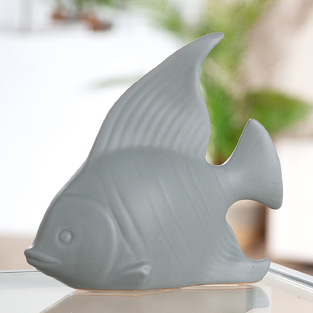 Figur, Fisch, &quot;Matuso&quot;, Keramik, hellblau, L. 5 cm, B. 15 cm, H. 13 cm