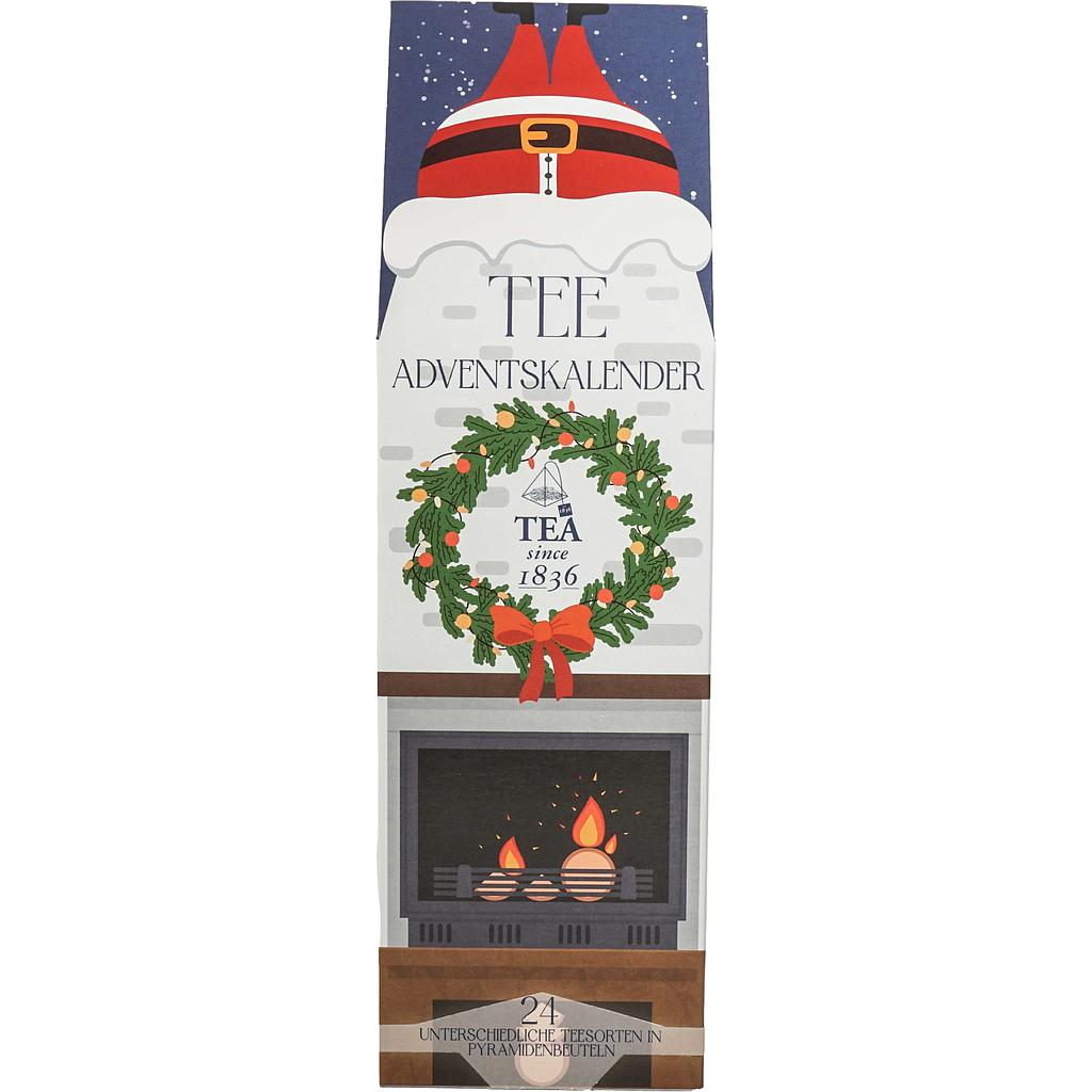 Tee-Adventskalender „Kamin Hygge“ mit 24 Pyramidenbeuteln einzeln im Sachet verpackt Format 92 x 92 x 305 mm
