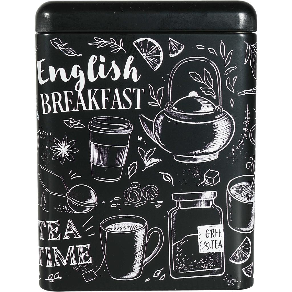 Dose &quot;Noir&quot;, 200 g Weißblech, rechteckig, Stülpdeckel,  10 x 7 x 13 cm