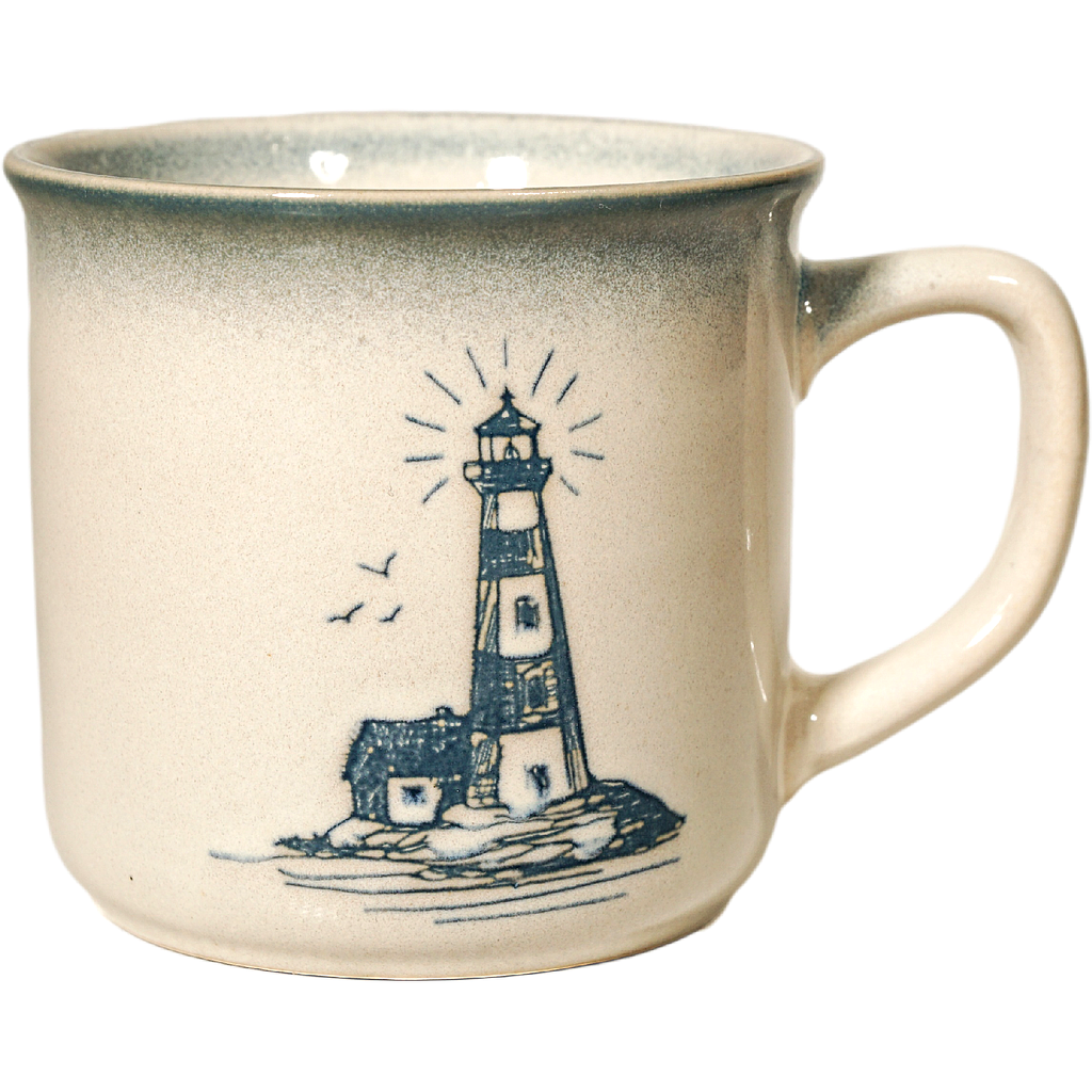 Becher 'Leuchtturm', blau, Ø9x8,5 cmH