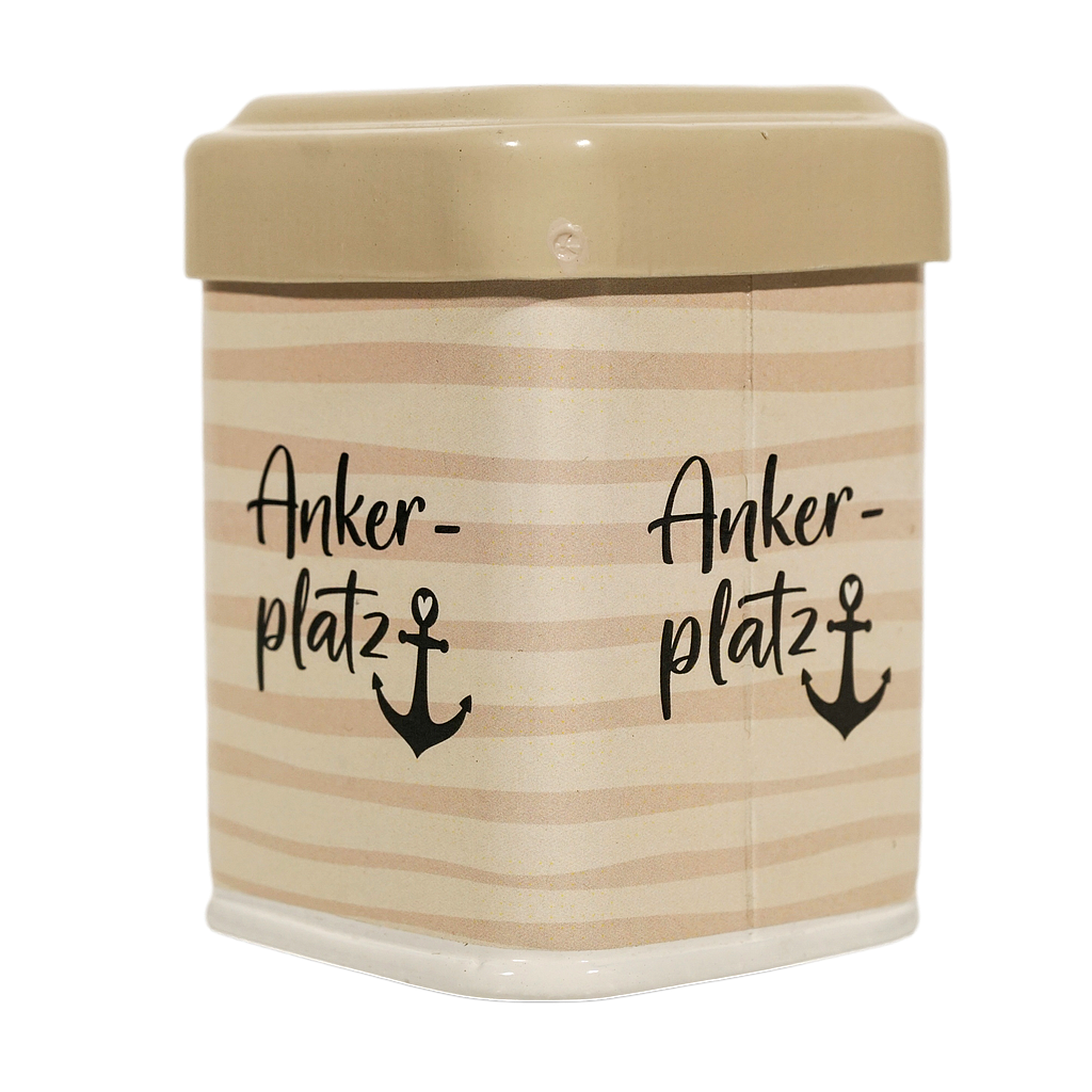 Teedose, für ca. 50g Tee, "Ankerplatz", gestreift, L. 6 cm, B. 6 cm, H. 8,5 cm