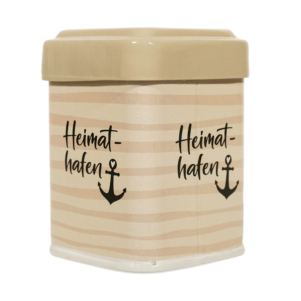 Teedose, für ca. 50g Tee, "Heimathafen", gestreift, L. 6 cm, B. 6 cm, H. 8,5 cm