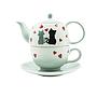 Tea-for-one Set "Colette" Kanne 0,4 l, Tasse 0,2 l, Keramik, 4-teilig, Kanne: H 11,5 cm, Ø 5,5 cm Tasse: H 8 cm
