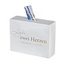 Spardose, rechteckig, "Herz an Herz", Spruch, Porzellan, weiß, L. 5,5 cm, B. 17,5 cm, H. 13,5 cm