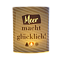 Dekoleuchte (LED), Ellipse, "Meer", Spruch, gestreift, Papier, creme, L. 6 cm, B. 13 cm, H. 16 cm